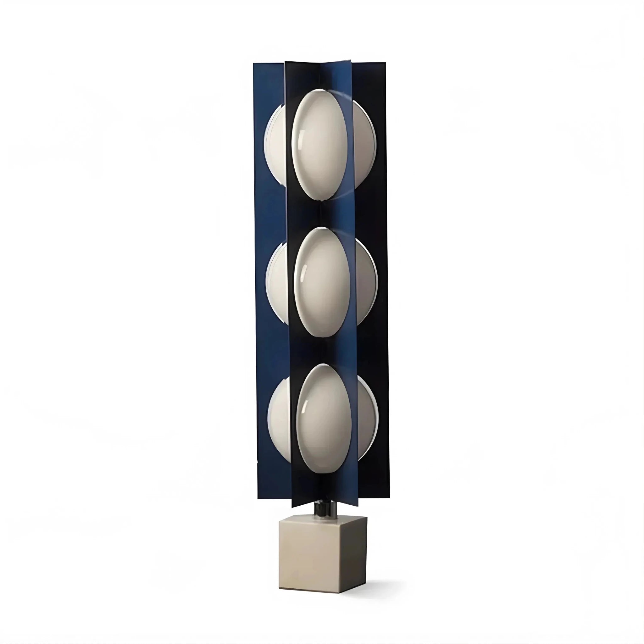Verona cascade tower table lamp three globe navy blue frame marble base full view