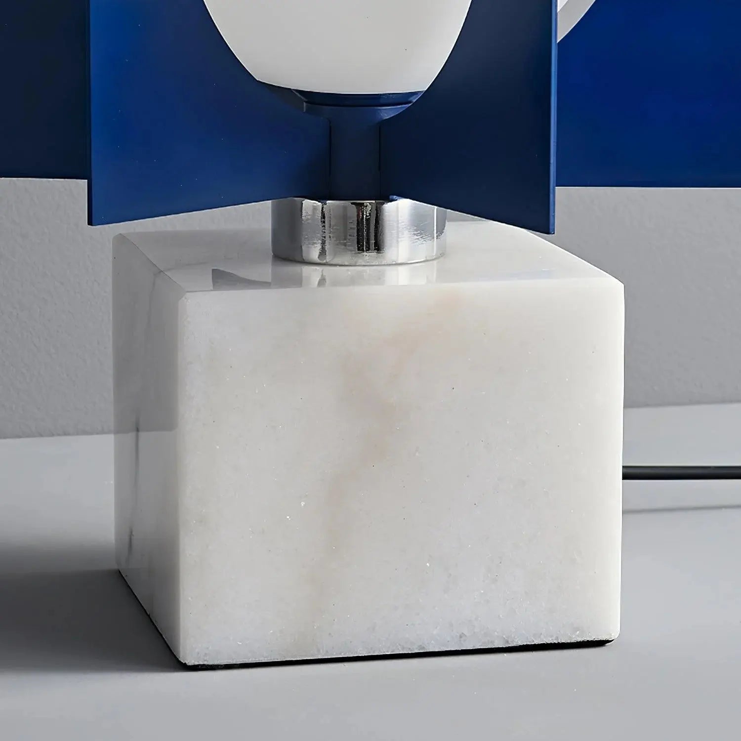 Verona cascade tower table lamp square marble base side angle detail